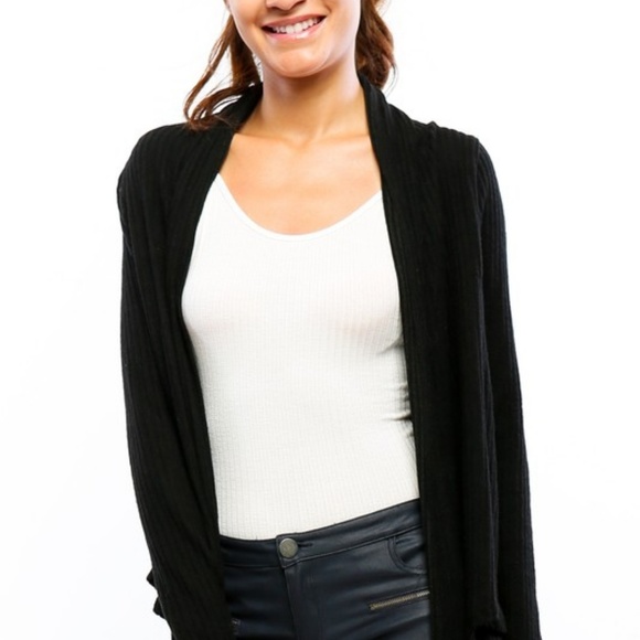 NEW Ribbed Cardigan | Black - Picture 2 of 5